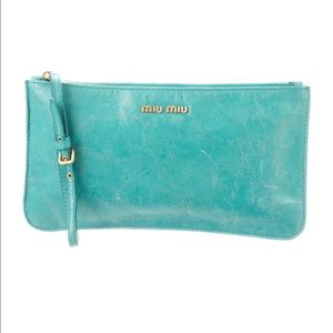 Miu Miu Blue/Teal Leather Clutch